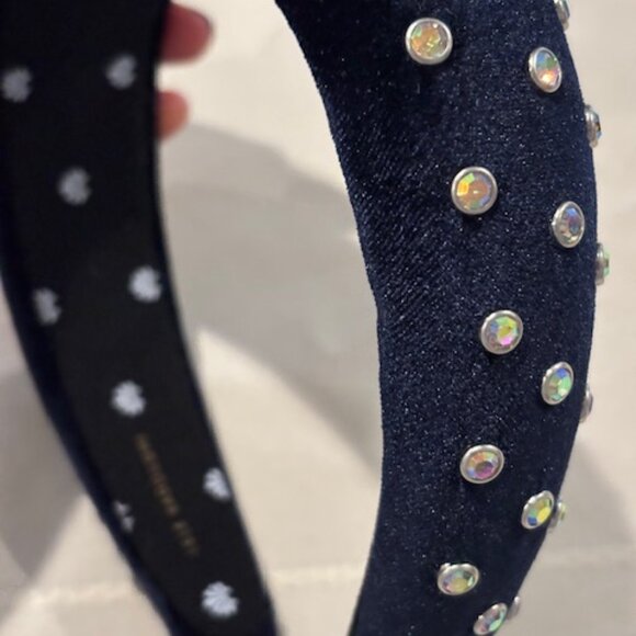 Lele Sadoughi - Dark Blue Velvet Crystal Headband main image 4